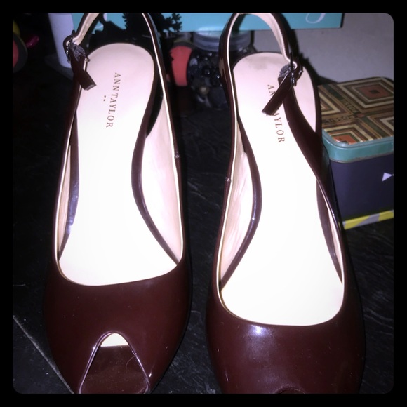 Ann Taylor Shoes - Beautiful patent brown peep toe